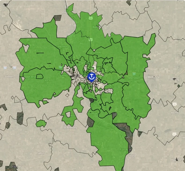 Faces of Bismarck-Mandan distribution map from the market presentation