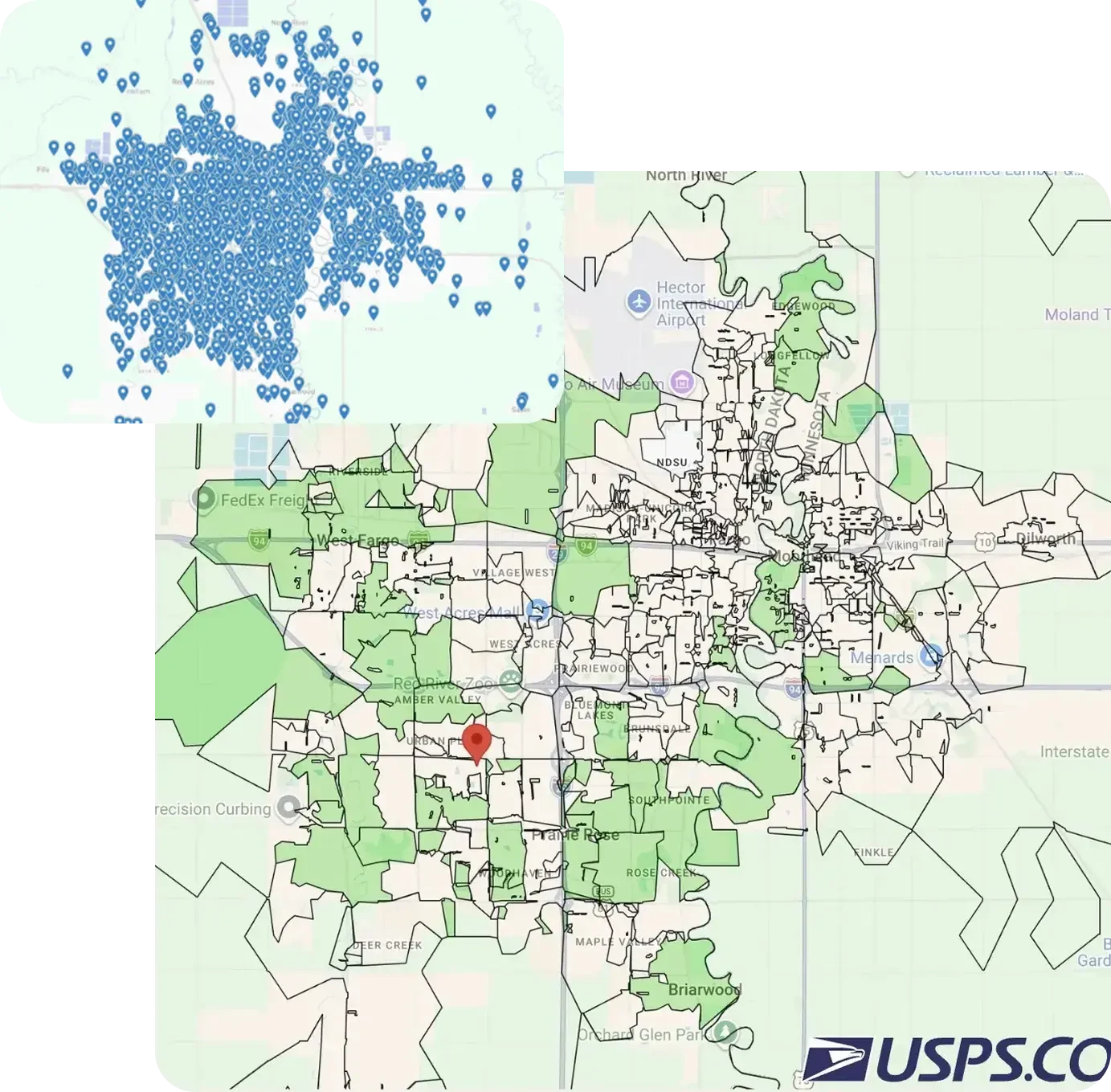 Faces of Fargo-Moorhead distribution map from the market presentation