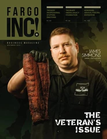 Fargo INC! November 2025 cover: The Veteran’s Issue with James Simmons of Trap Hogs BBQ