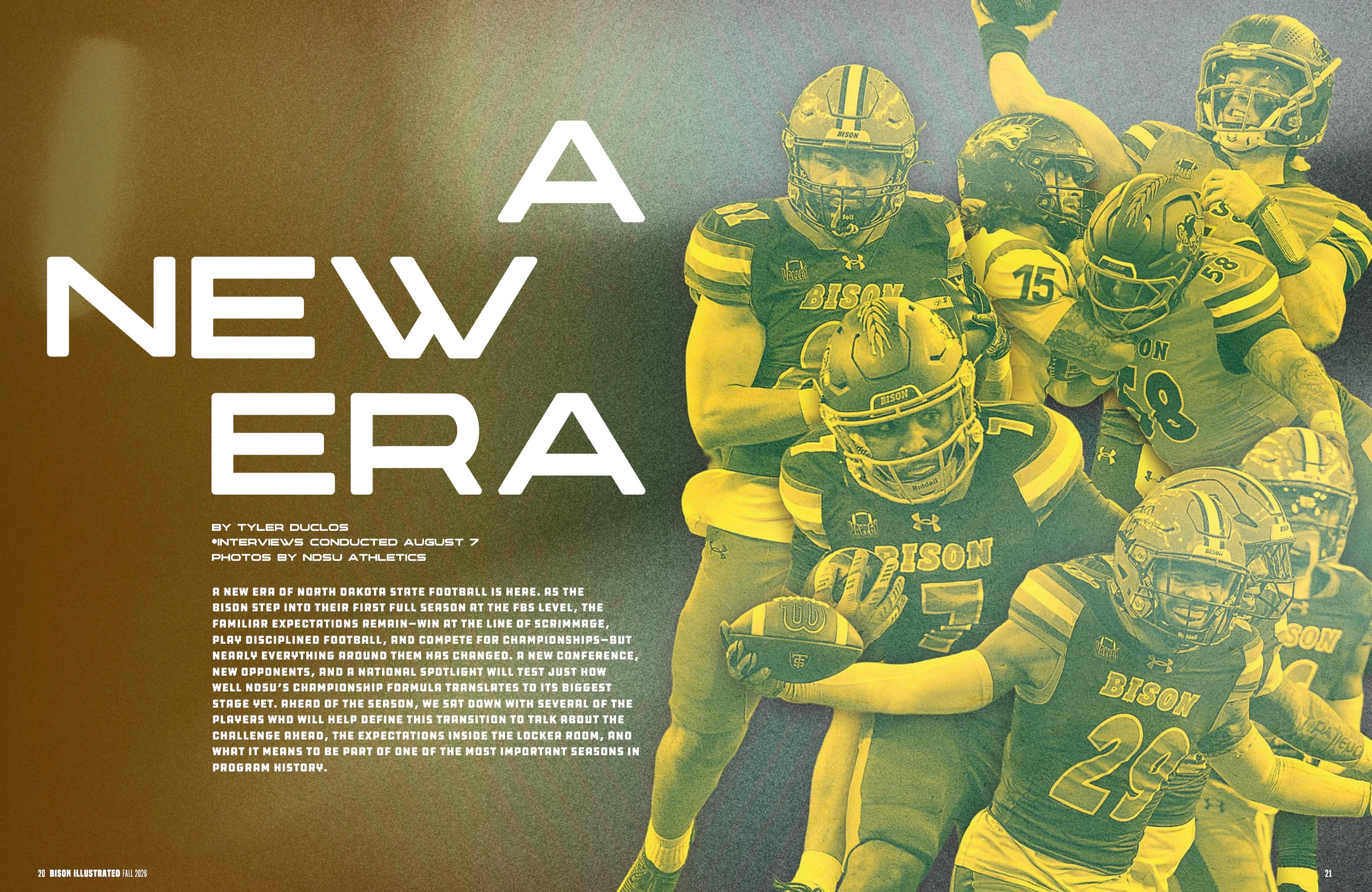 A New Era. Bison Illustrated Fall 2026; original photography, page design and credits.