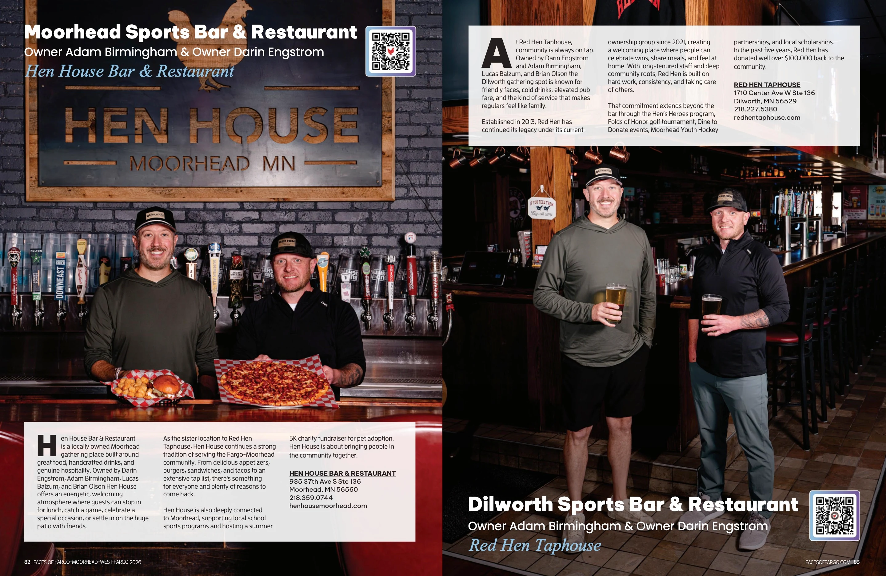 Hen House Bar & Restaurant & Red Hen Taphouse. Faces of Fargo-Moorhead-West Fargo 2026; original photography, page design and credits.