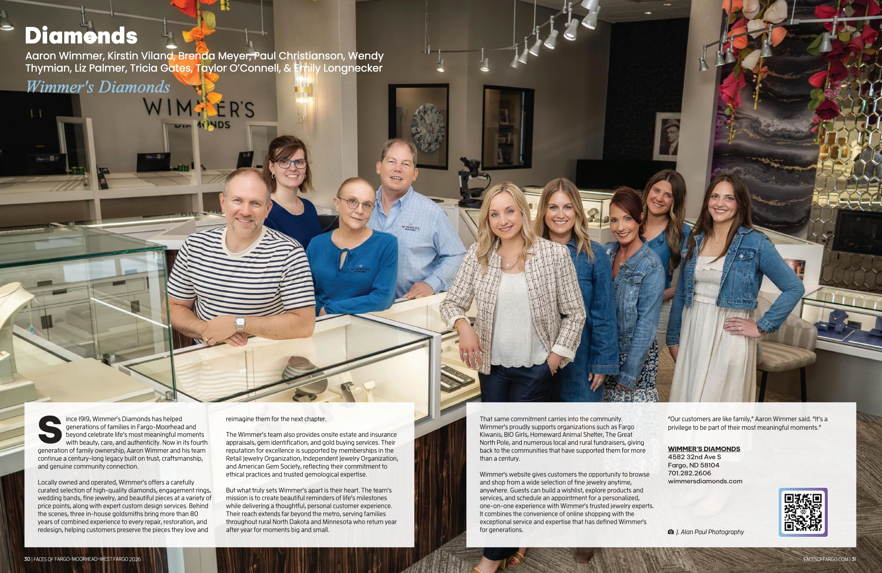 Wimmer’s Diamonds. Faces of Fargo-Moorhead-West Fargo 2026; original photography, page design and credits.