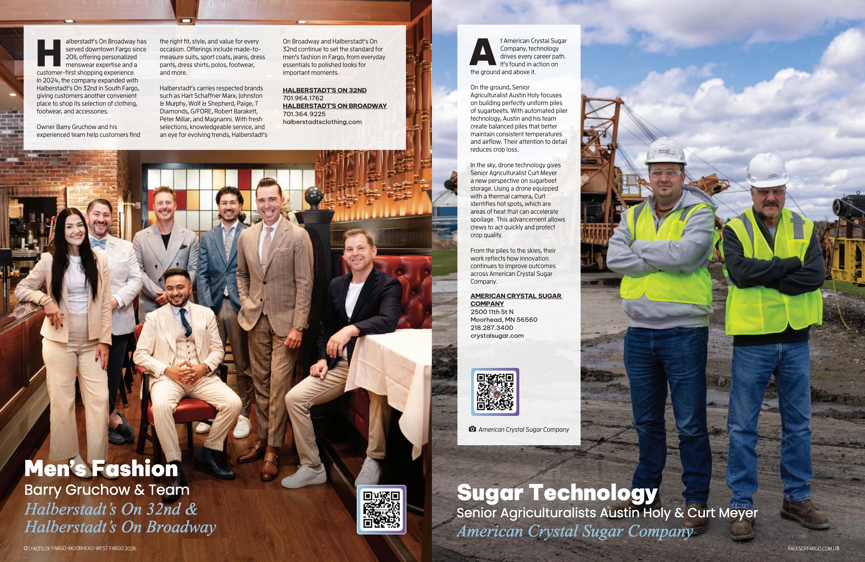 Halberstadt’s & American Crystal Sugar Company. Faces of Fargo-Moorhead-West Fargo 2026; original photography, page design and credits.