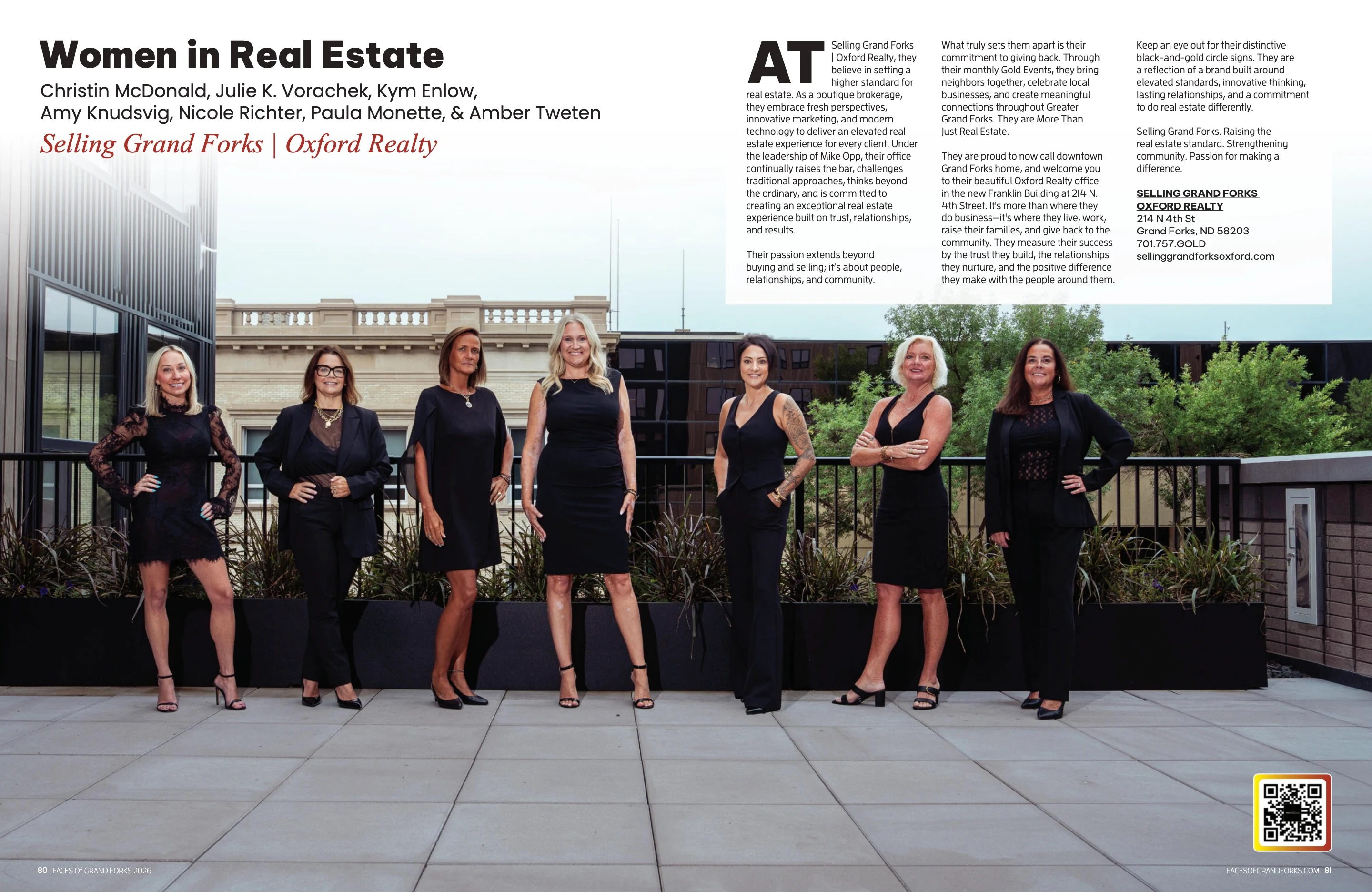 Selling Grand Forks — Women in Real Estate. Faces of Greater Grand Forks 2026; original photography, page design and credits.