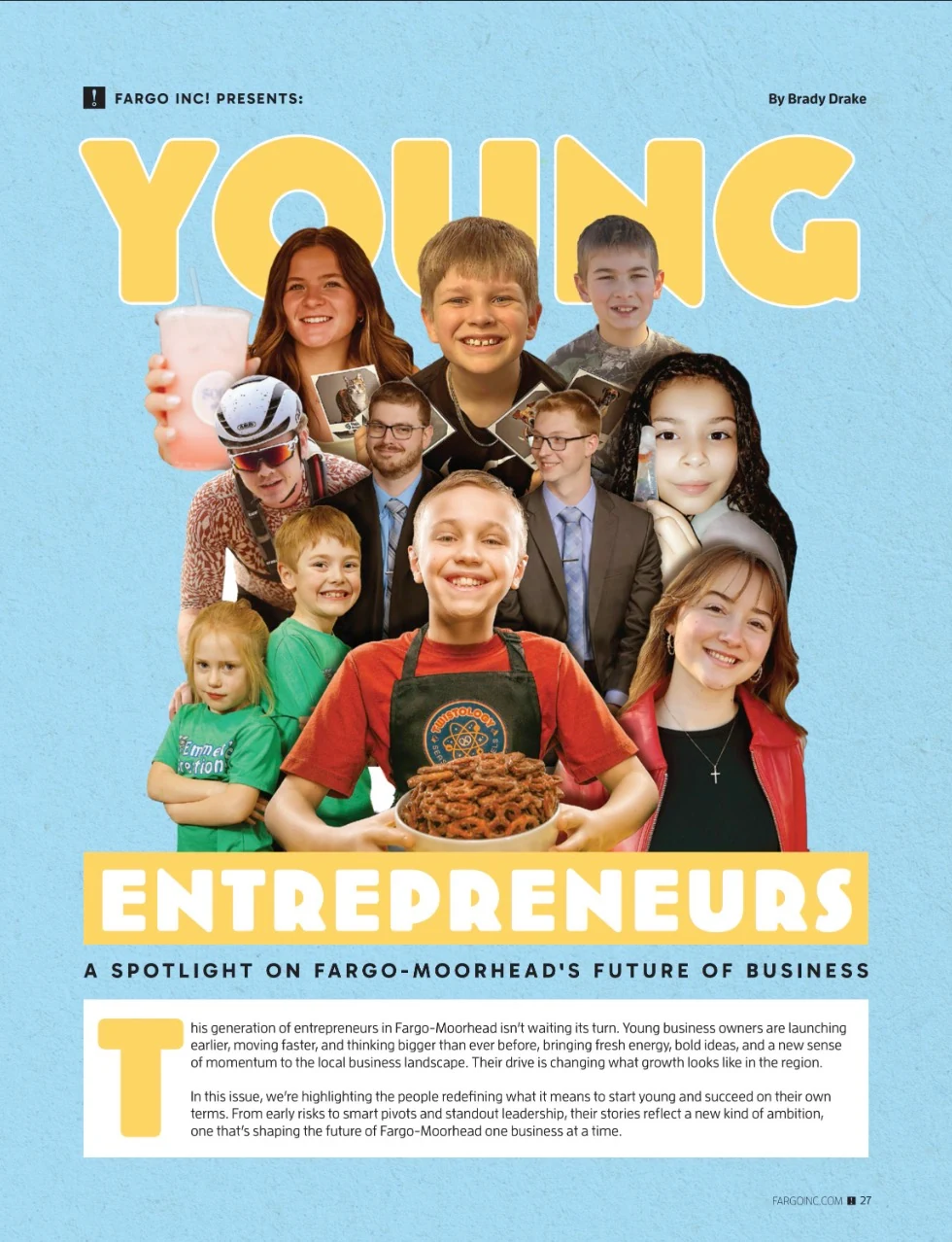 Young Entrepreneurs. Fargo INC! article layout; original photography, page design and credits.