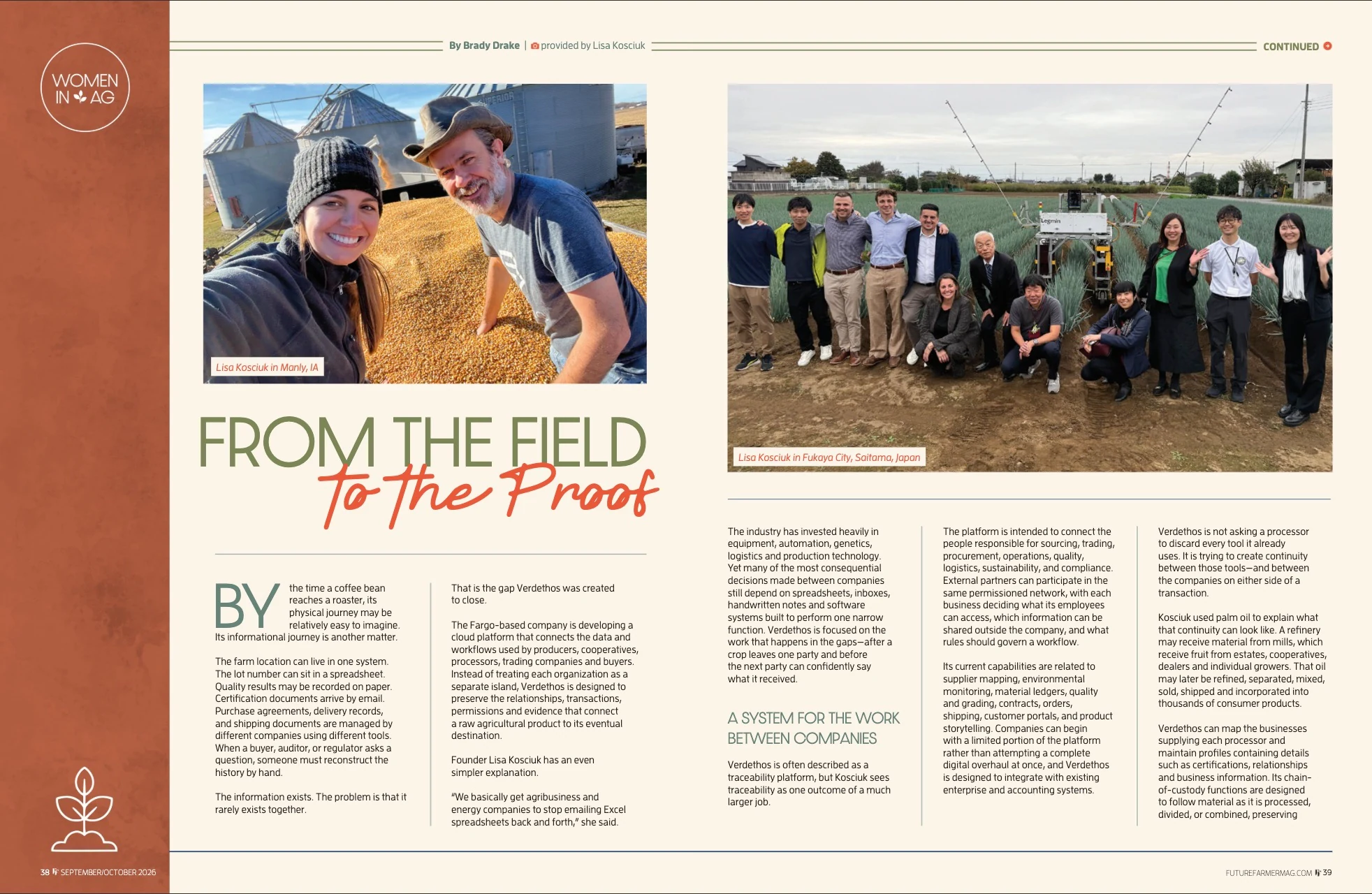 Women in Ag — From the Field to the Proof. Future Farmer September / October 2026; original photography, page design and credits.