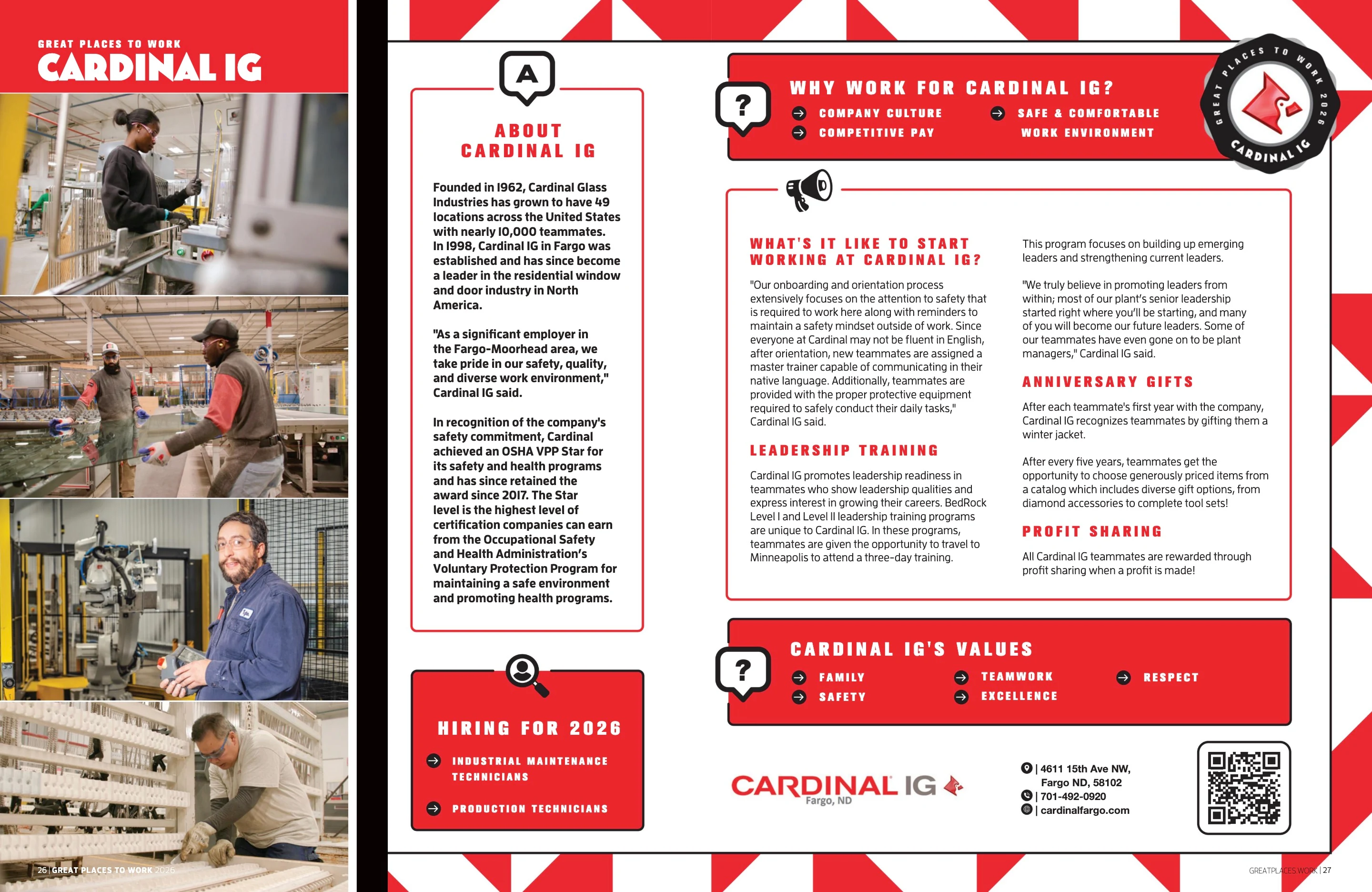 Cardinal IG. Great Places to Work 2026; original photography, page design and credits.