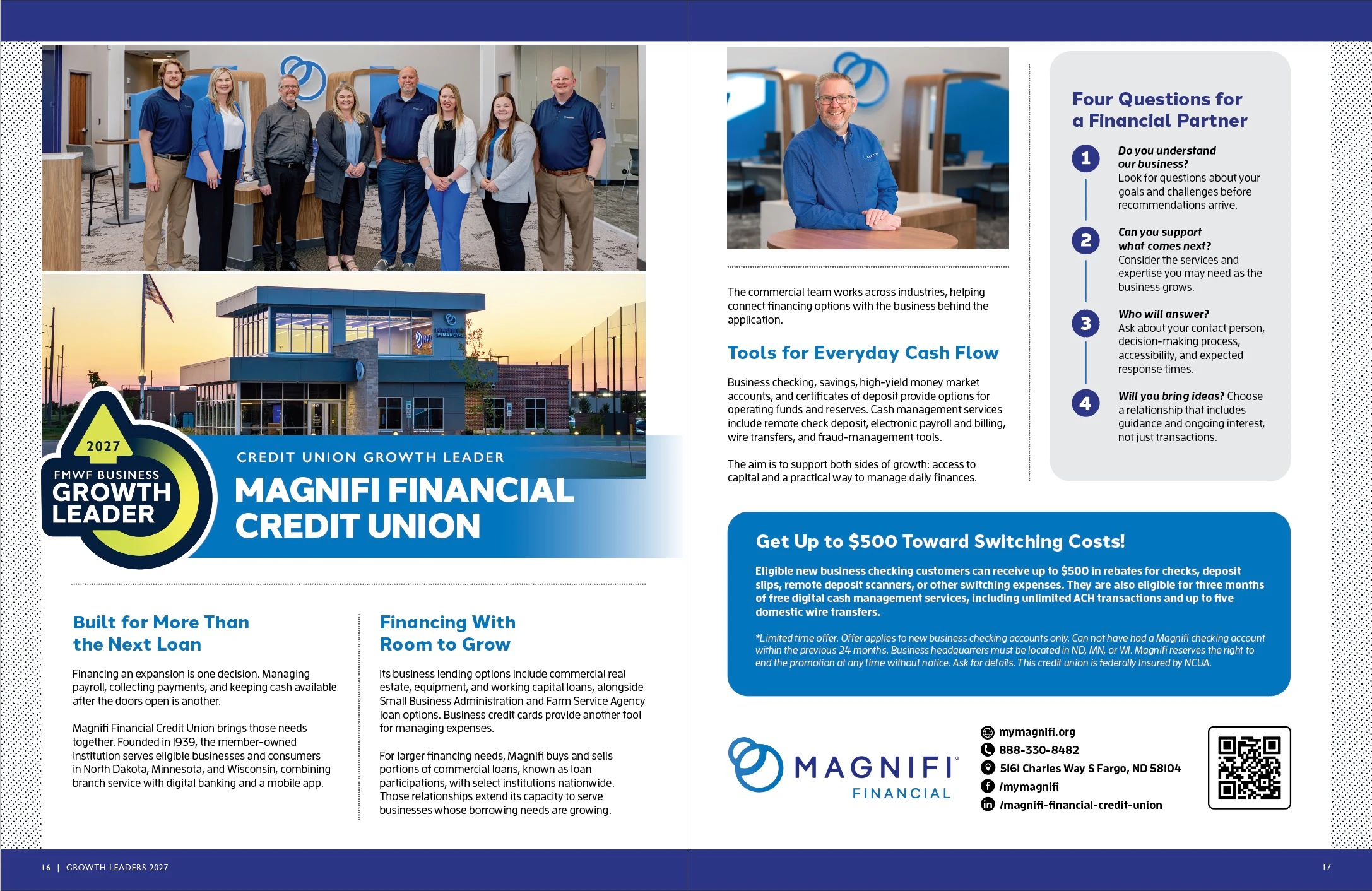 Magnifi Financial Credit Union — 2027 Preview. Growth Leaders 2027 layout preview; original photography, page design and credits.