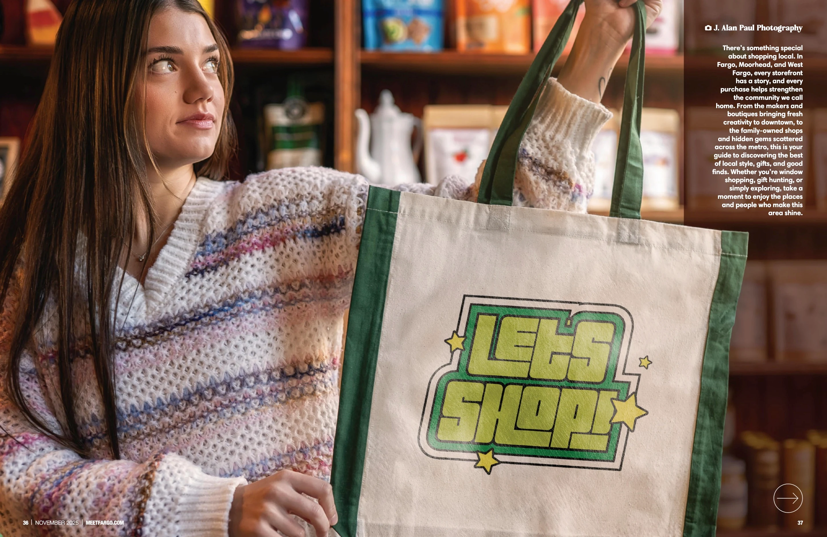 Let’s Shop Local. Meet Fargo November 2025; original photography, page design and credits.