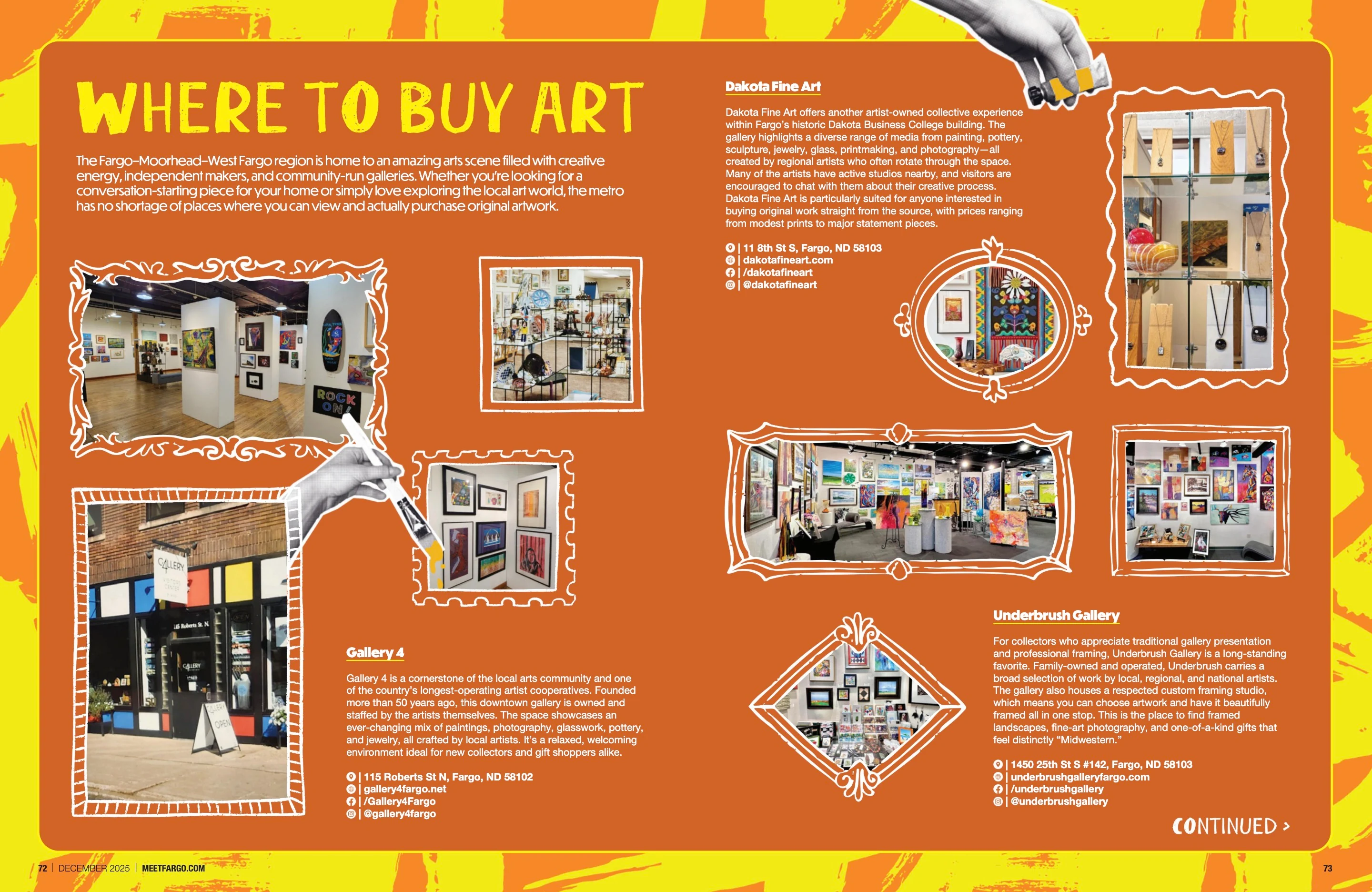 Where to Buy Art. Meet Fargo December 2025; original photography, page design and credits.