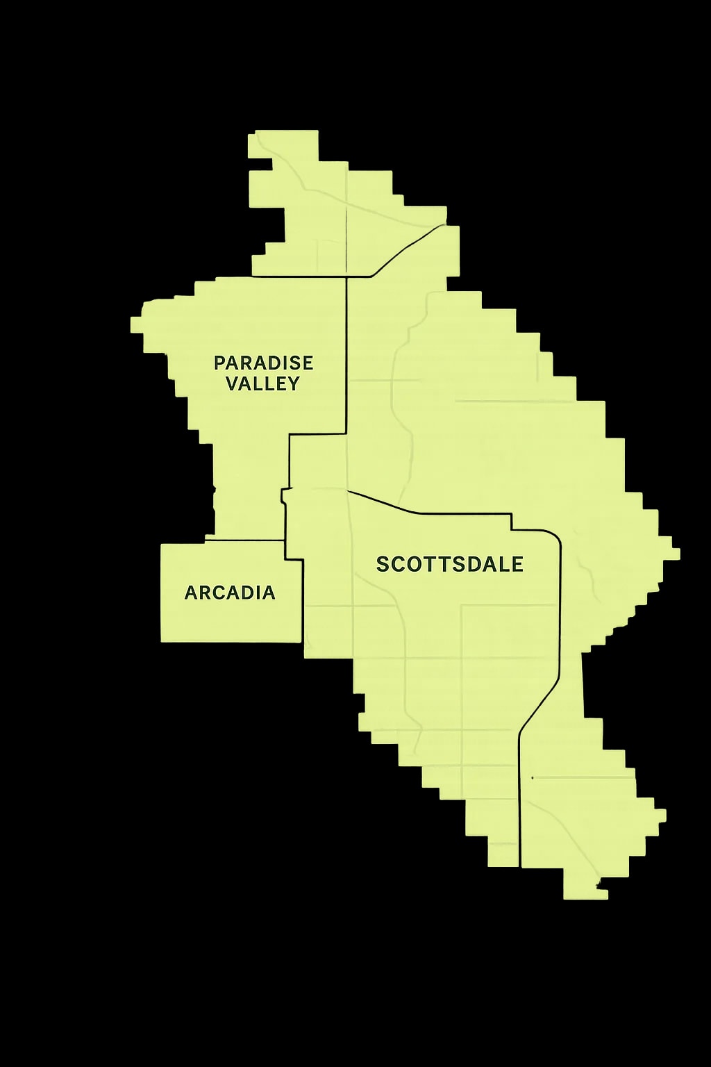 Map of the Faces of Scottsdale mailing area: Paradise Valley, Arcadia and Scottsdale