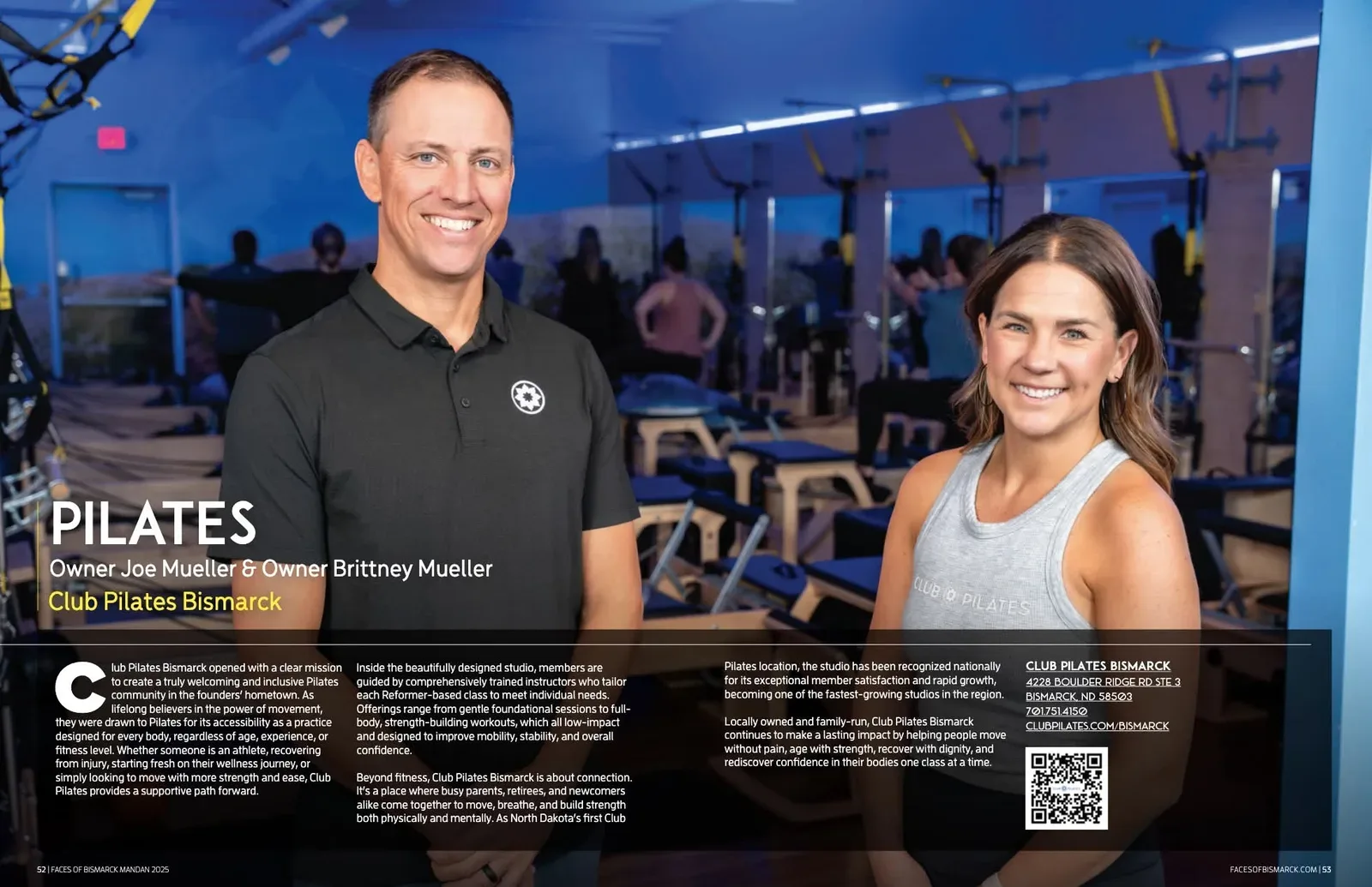 Club Pilates Bismarck. Faces of bismarck, 2025.