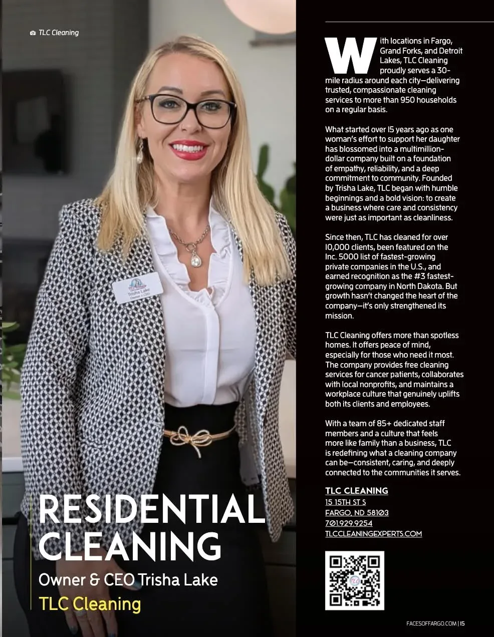 Face of Residential Cleaning, TLC Cleaning, fargo 2025