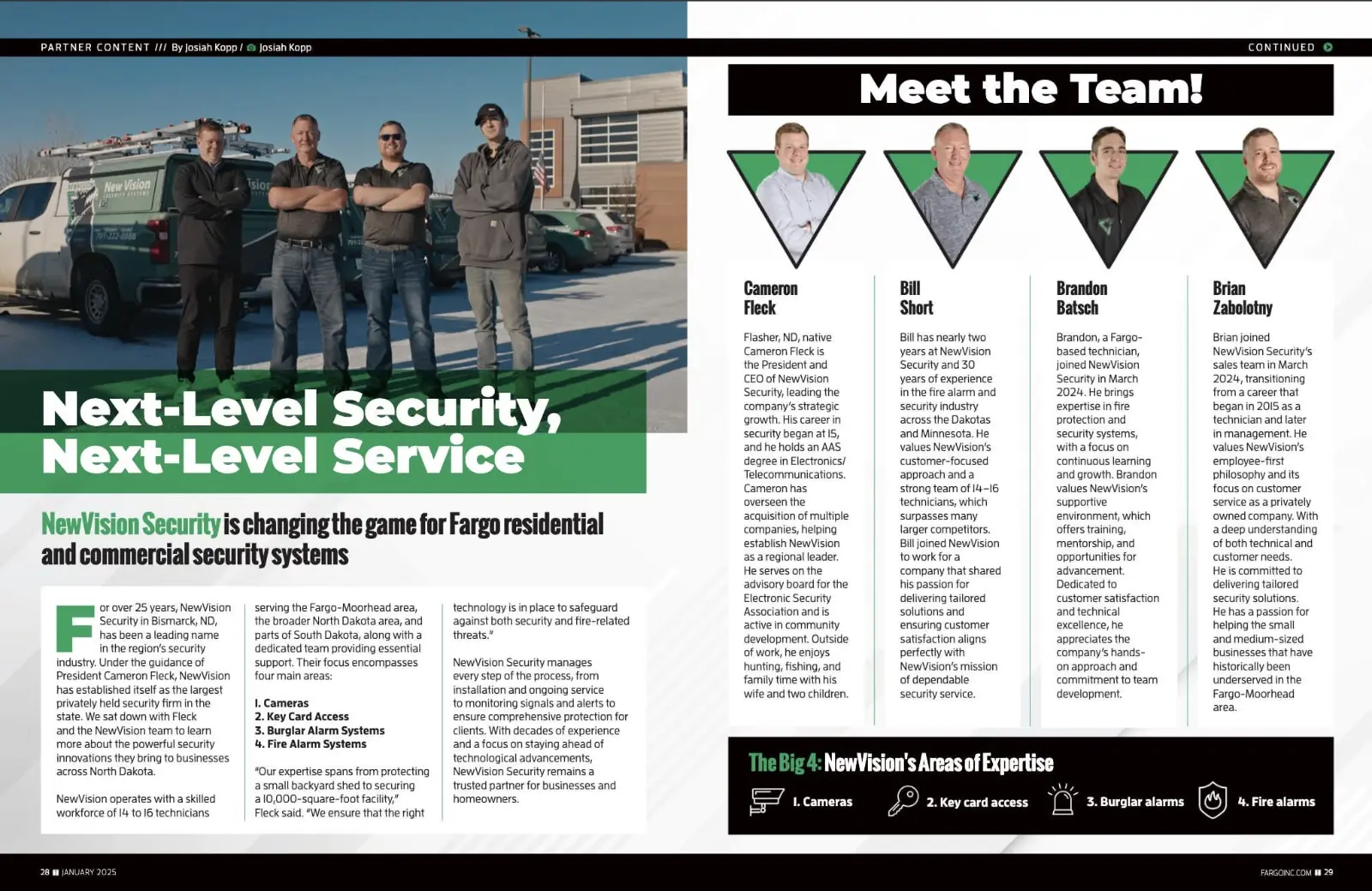 NewVision Security partner-content spread in Fargo INC!, January 2025