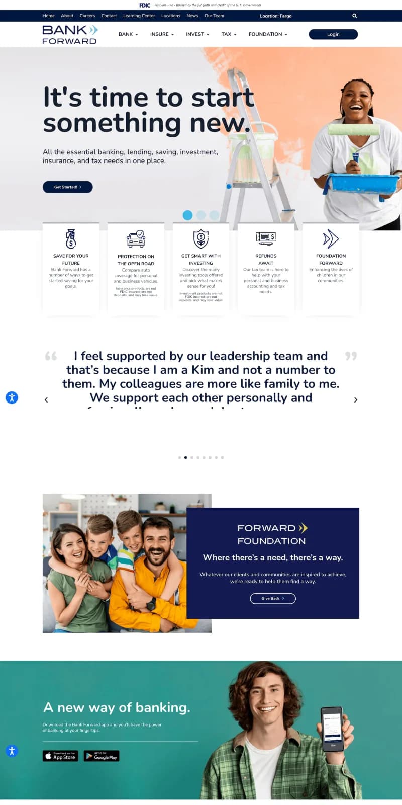 Bank Forward website home page