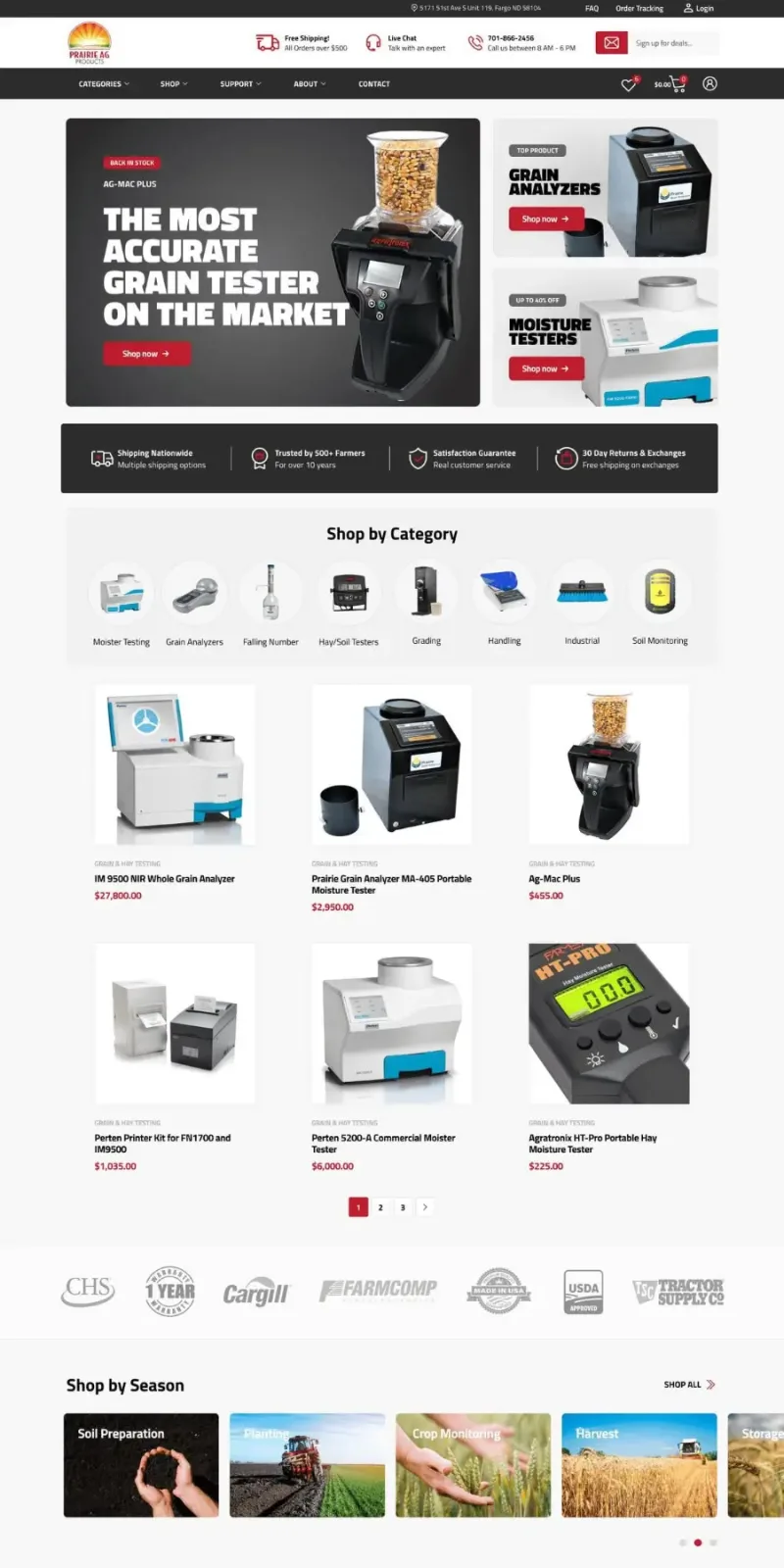 Prairie Ag Products website home page