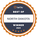 Minot, Nd Marketing Services A Blue And White Circle With White Text