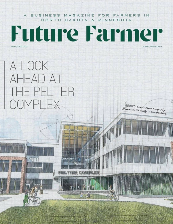 a magazine cover with a drawing of a building