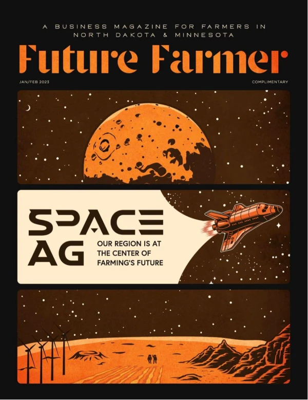 a magazine cover with a rocket flying through the sky