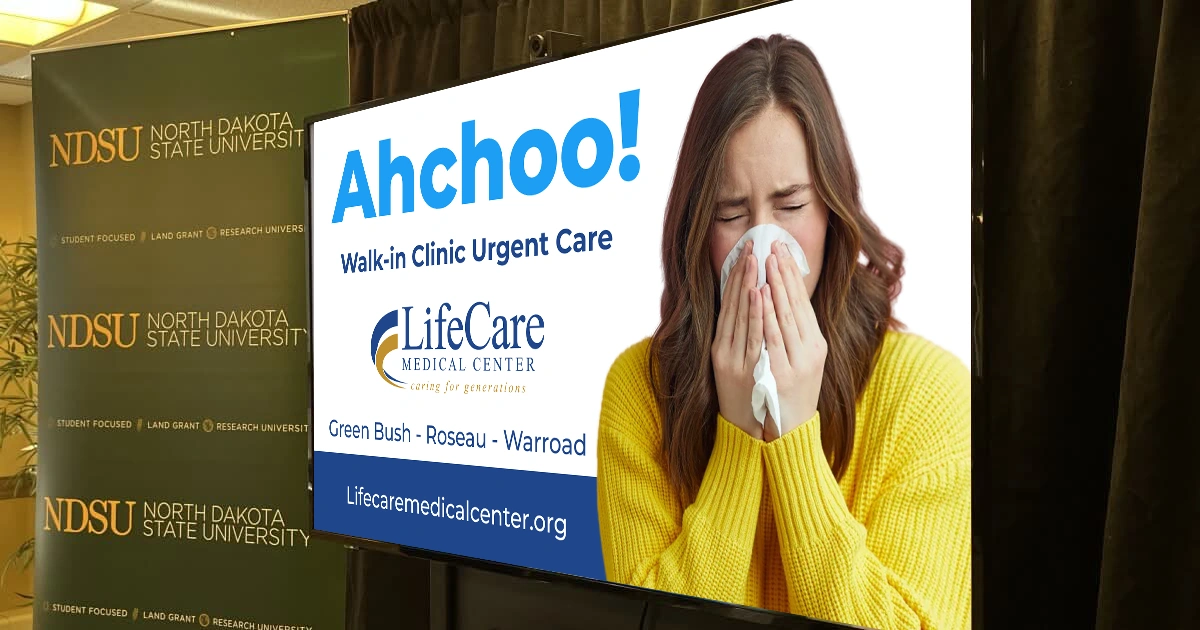 Urgent Care Advertisement With Sneeze Imagery