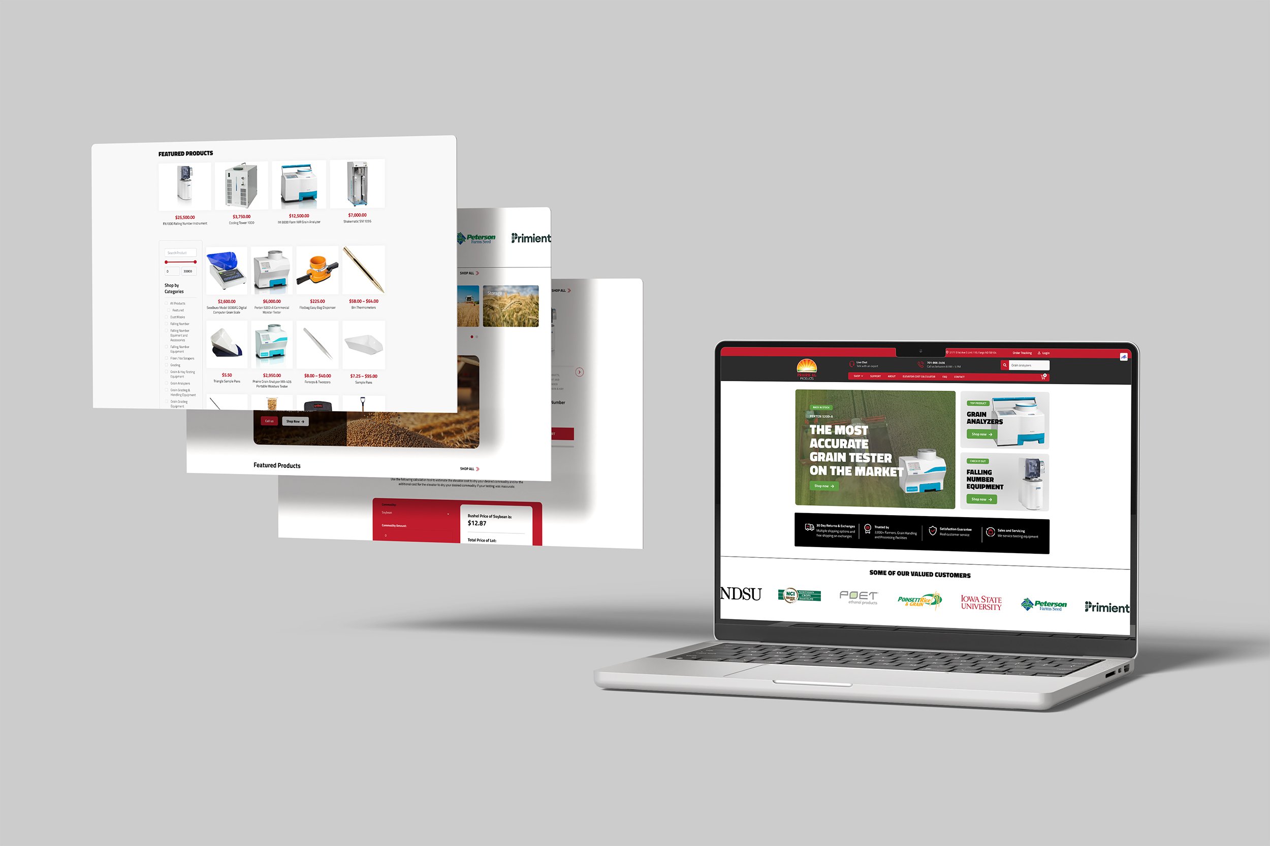 Laptop displaying multiple product pages