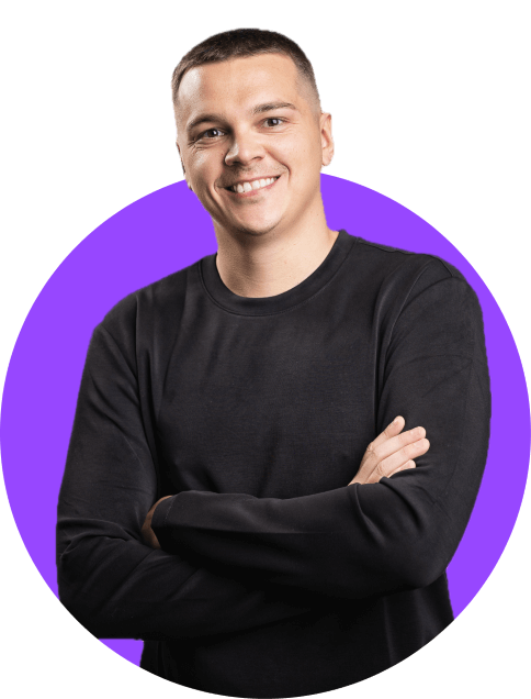 Person In Black Shirt, Purple Background