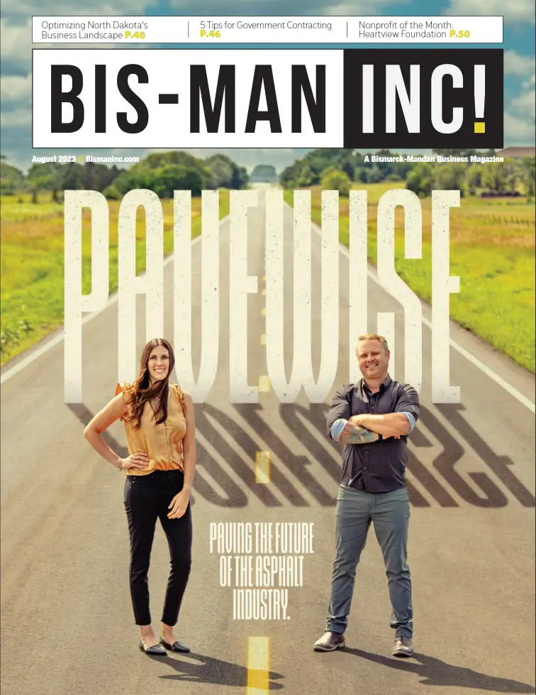 a man and woman standing on a road with text on the front