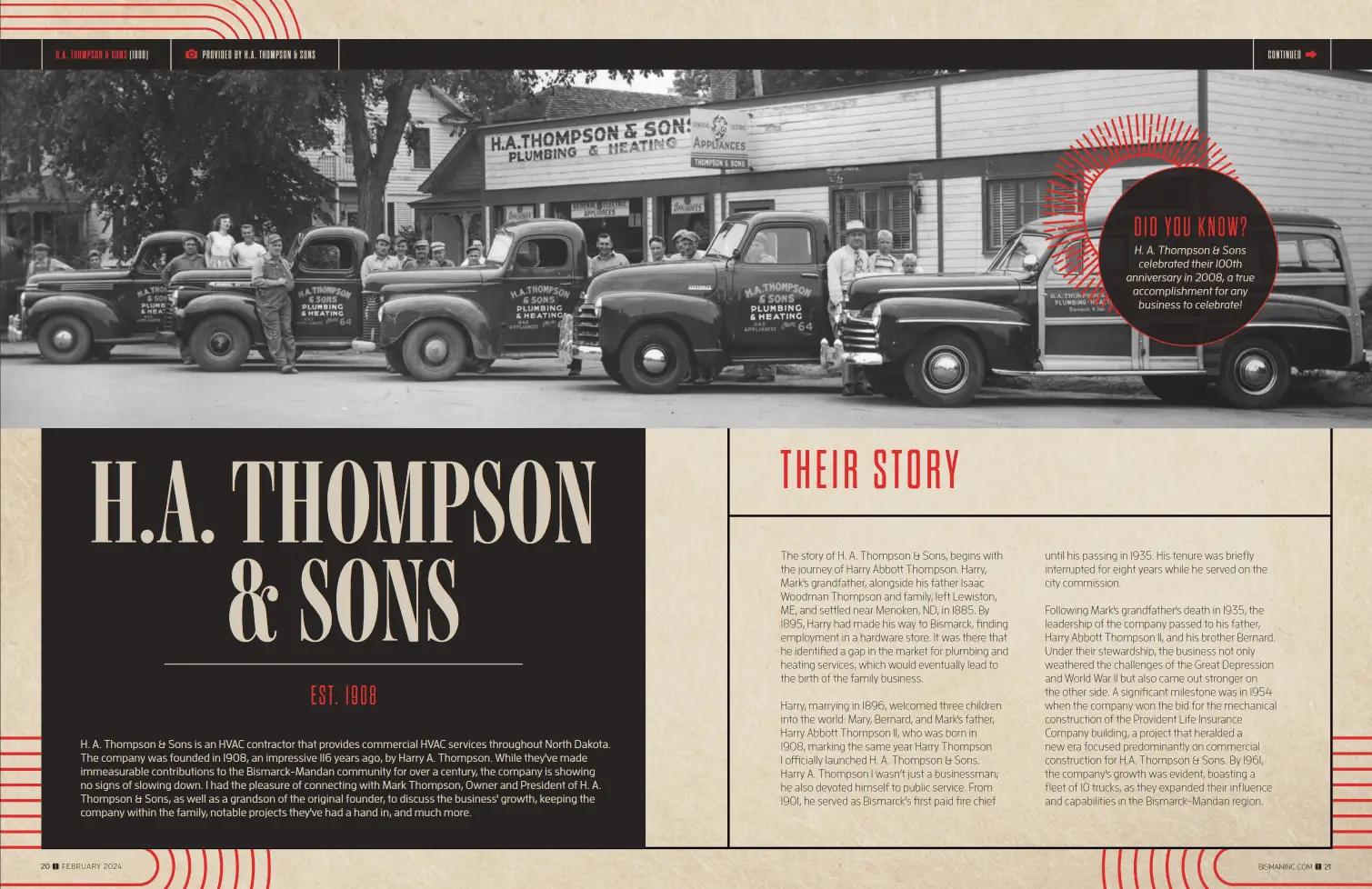 a newspaper with a group of people and trucks