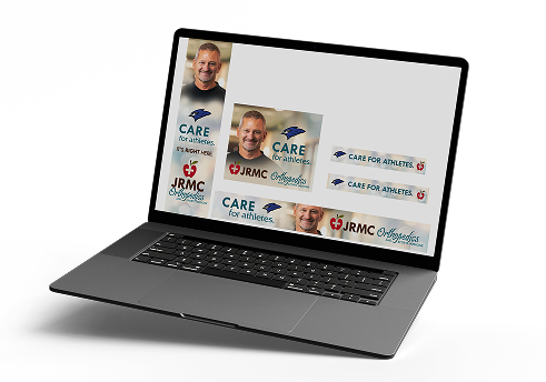 Laptop displaying various advertisements.