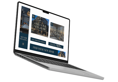 Laptop displaying real estate advertisements