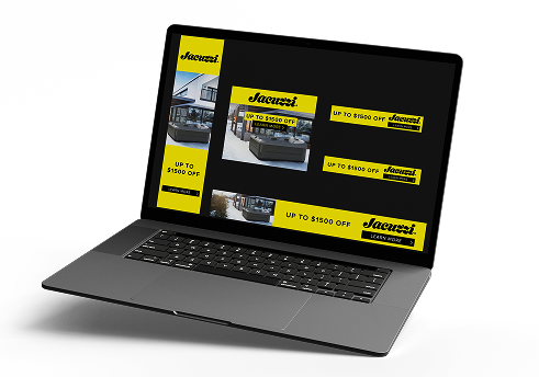 Laptop displaying promotional advertisements