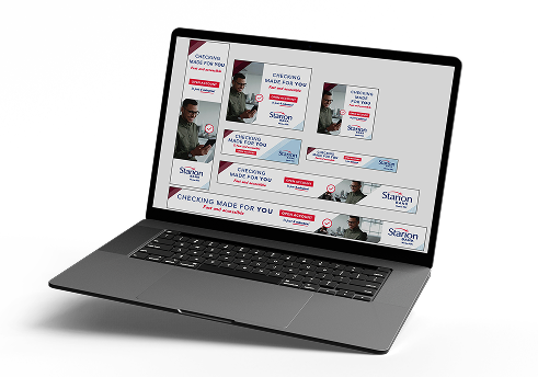 Digital ads on laptop screen