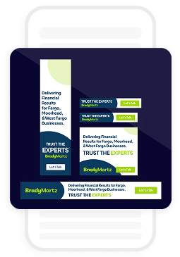 Business advertisement with trust messaging