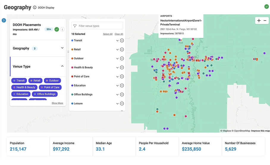 Map Showing Demographics And Venues