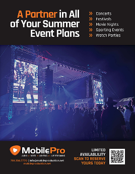 Event planning advertisement with concert image