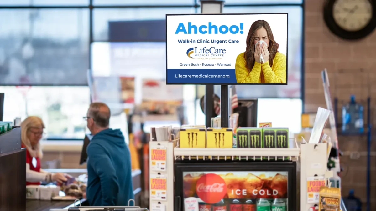 Urgent Care Advertisement In Store.