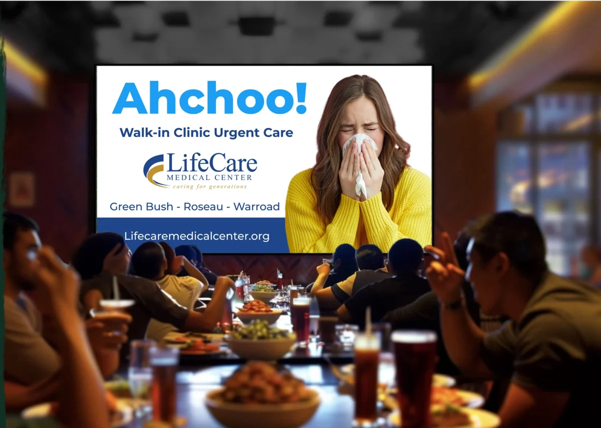 Restaurant With Advertisement On Screen