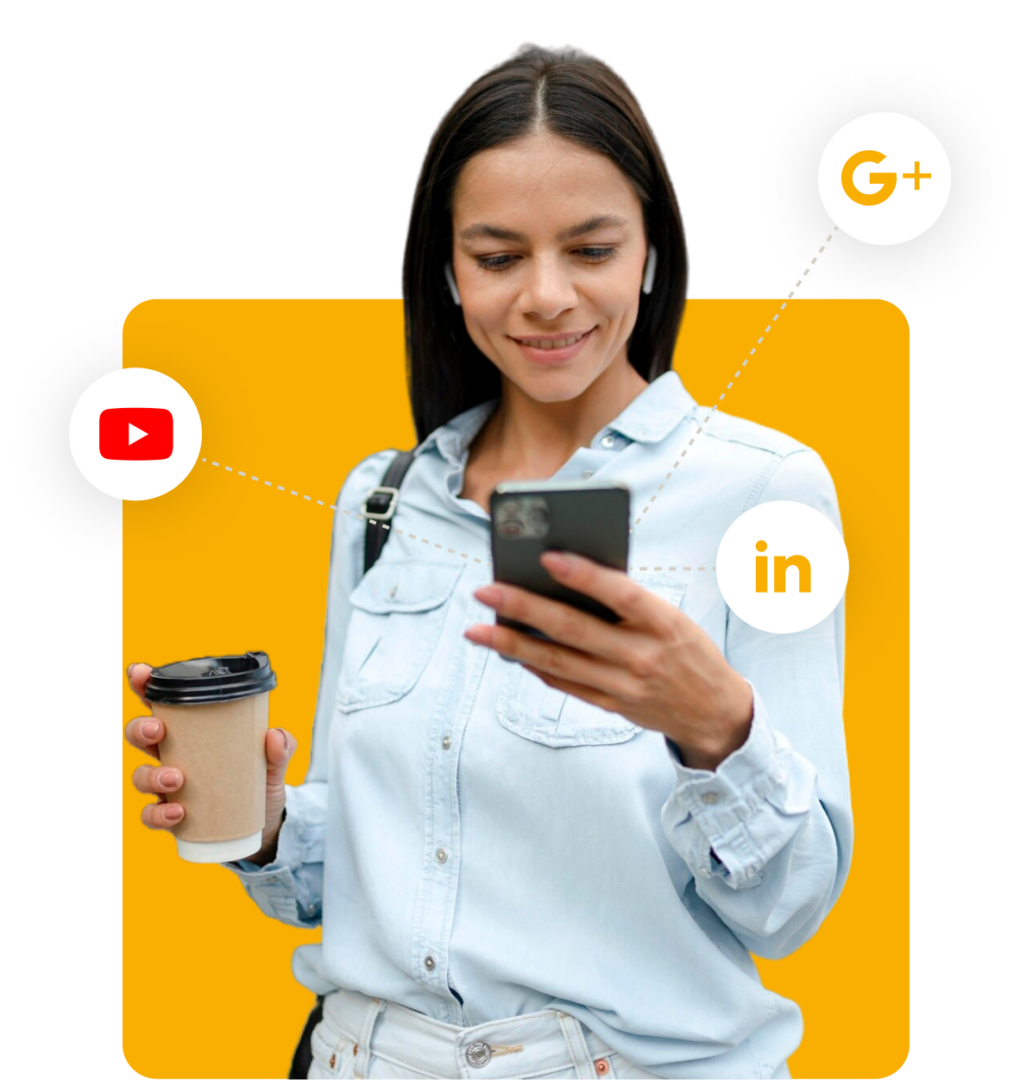 Woman Holding A Phone And Coffee