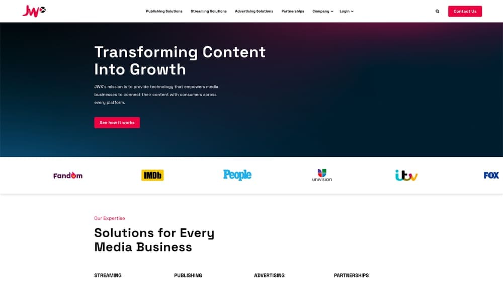 Screenshot Of Jw Player Website Homepage