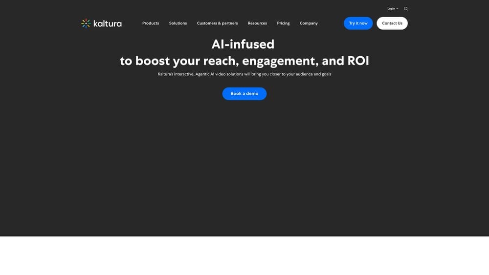 Screenshot Of Kaltura Website Homepage