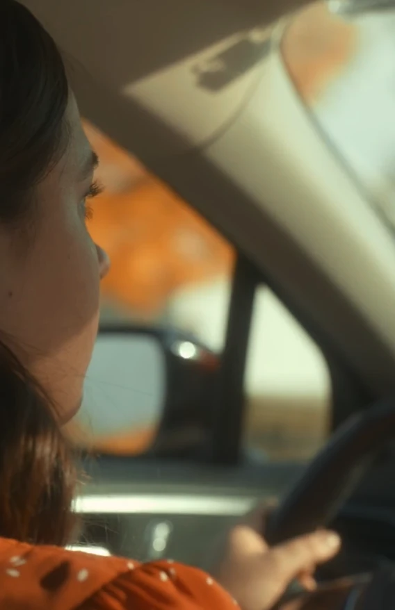 Person Driving With Autumn Background.